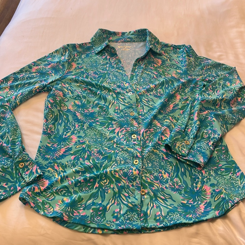 Lilly Pulitzer Blue and Pink Floral Top